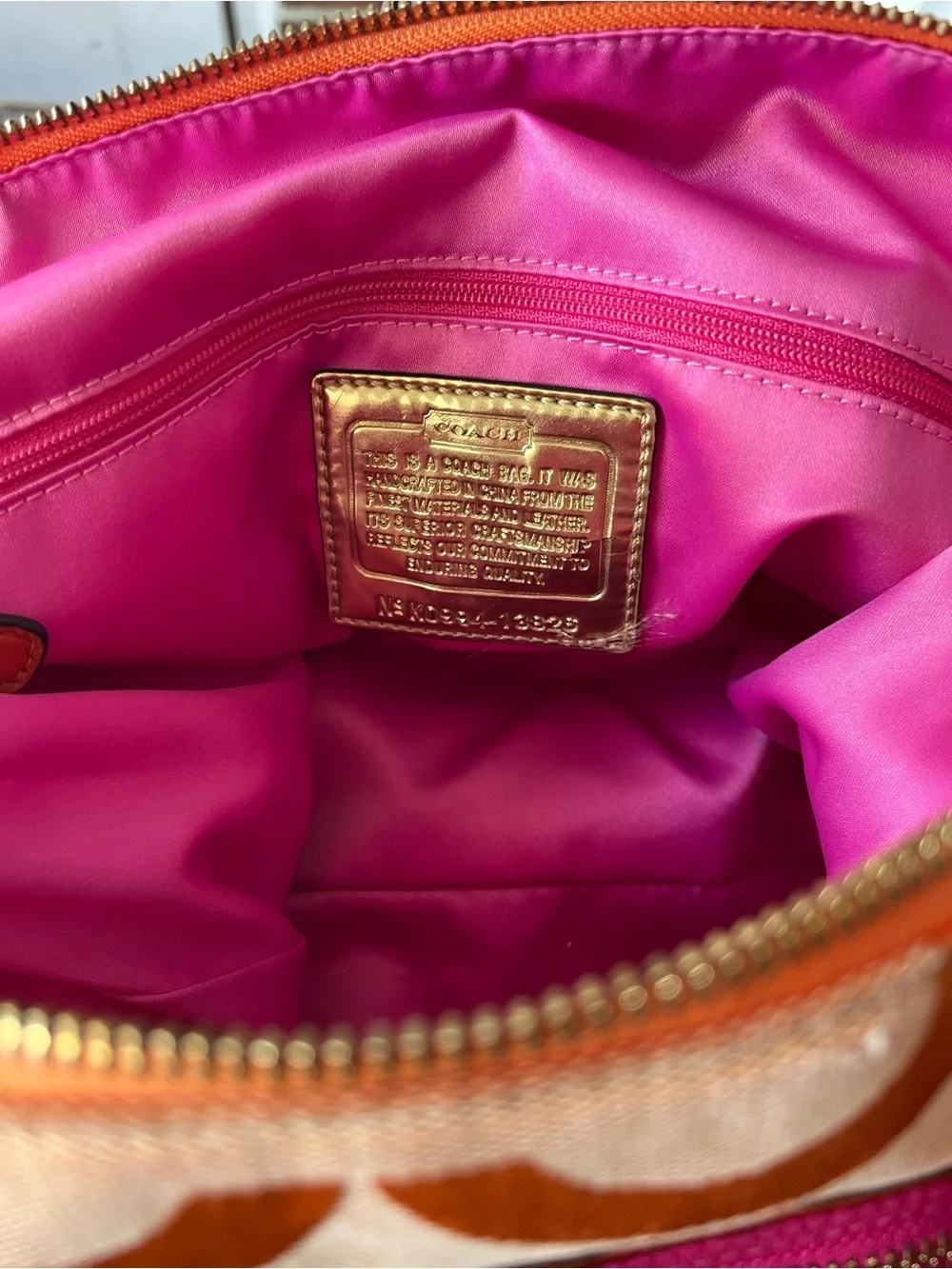 Coach Poppy Orange Pink Op Art Glam tote - Picture 11 of 12